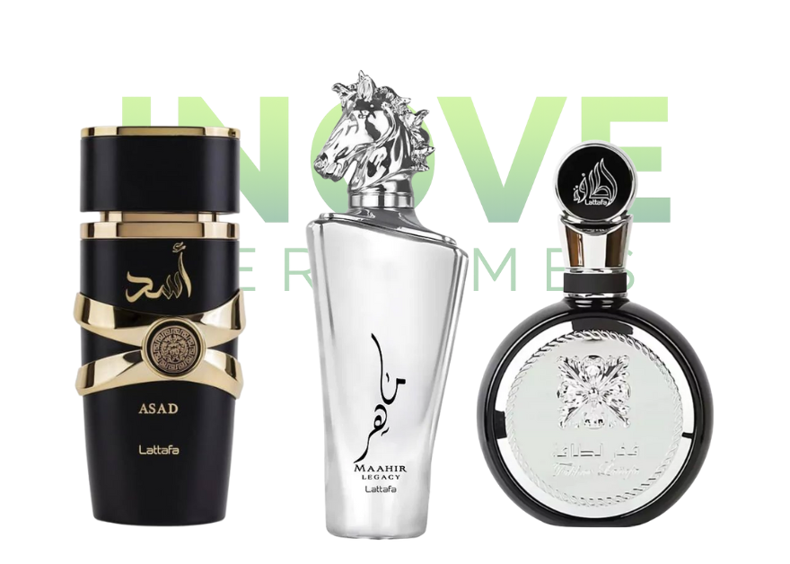 PROMOÇÃO COMPRE 1 LEVE 3 - Lattafa Fakhar, Lattafa Maahir Legacy e Assad Lattafa - Pré Esquenta Black Friday! 🔥 - 100ml Cada