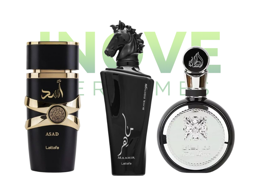 PROMOÇÃO COMPRE 1 LEVE 3 - Lattafa Fakhar, Lattafa Maahir Black e Assad Lattafa - Pré Esquenta Black Friday! 🔥 - 100ml Cada
