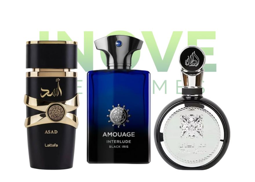 PROMOÇÃO COMPRE 1 LEVE 3 - Lattafa Fakhar, Amouage Black Iris e Assad Lattafa - Pré Esquenta Black Friday! 🔥 - 100ml Cada